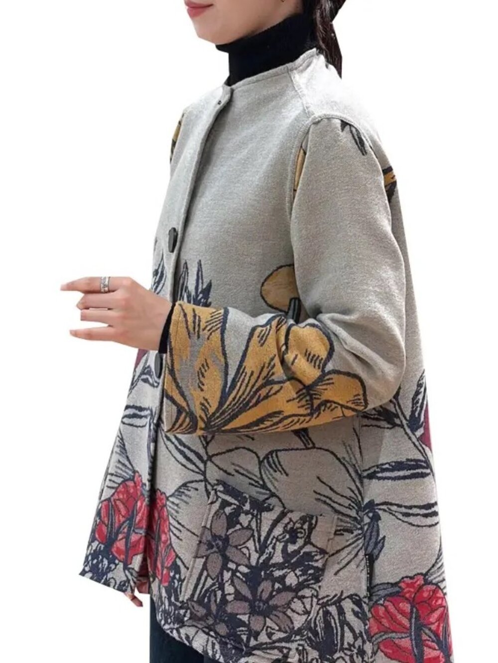 Reversible Lightweight Floral Sweater Coat
